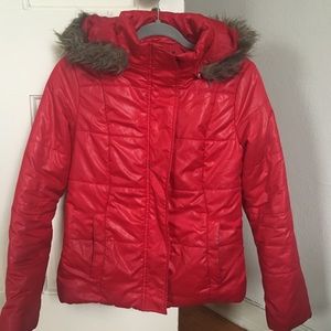 Red Hooded puffer Jacket
